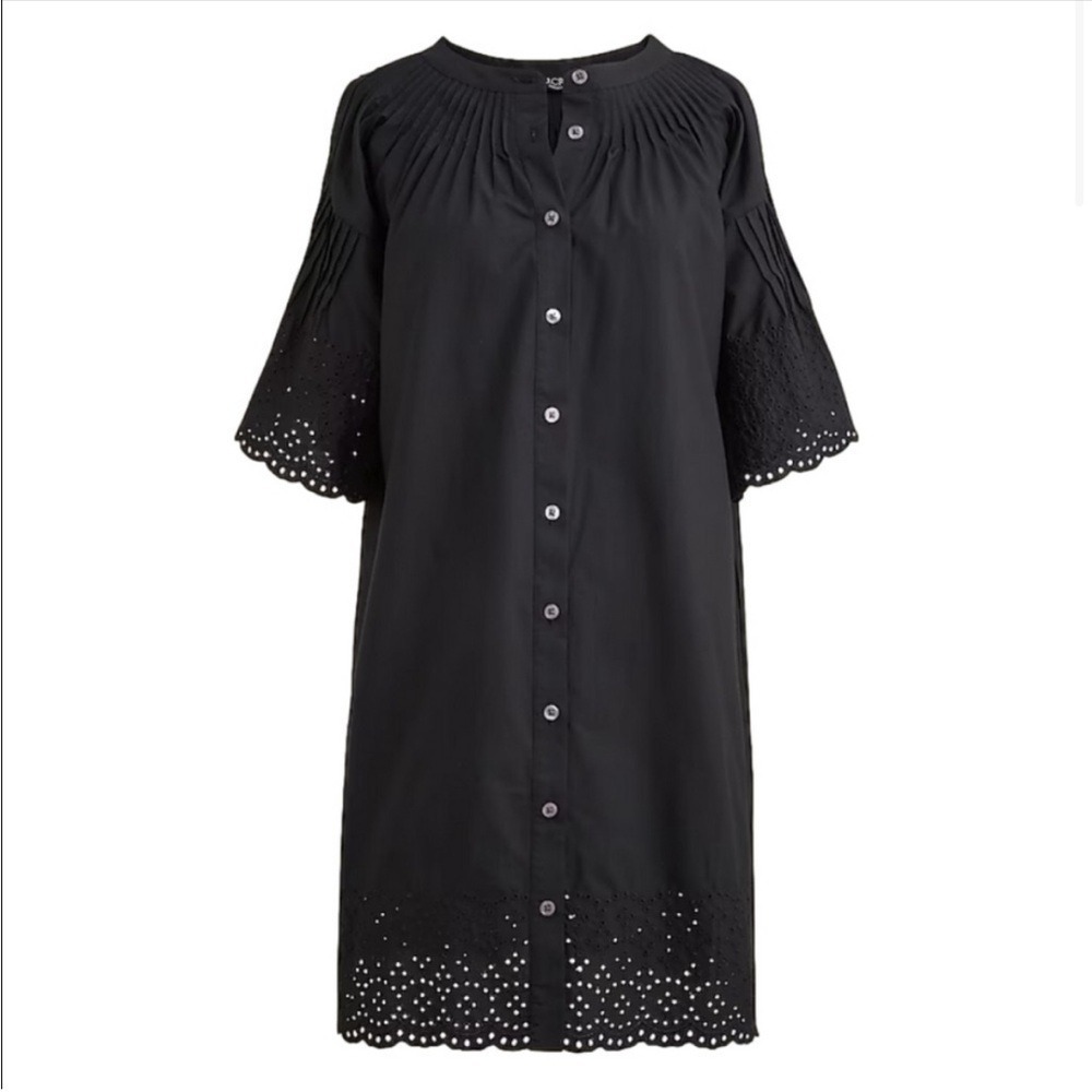 J.‎ Crew Jolie dress in eyelet cotton poplin in Black size XS NWT CA988